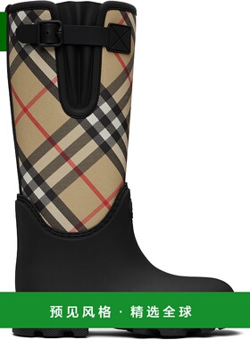 香港直邮Burberry 巴宝莉 男士 黑色 Rubber Marsh Stamp 中筒靴