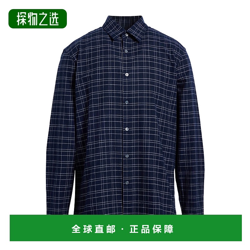 香港直邮THEORY 希尔瑞 男士 格纹衬衫 blue蓝色 舒适时尚