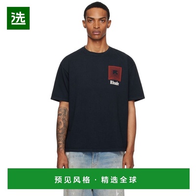1h可退 香港直邮Rhude 男士 黑色 Chevron Logo Repeat T 恤 RHPF