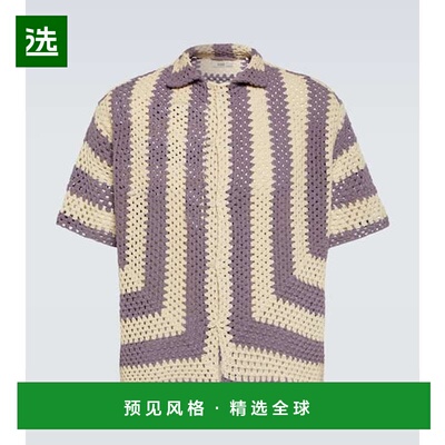 1h可退 香港直邮Bode 男士 Flagship 钩花棉质衬衫 purple紫色 舒