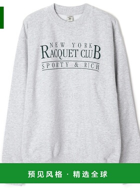 韩国直邮Sporty&Rich NY Racquet Club 希瑟灰色圆领毛衣 男士宽