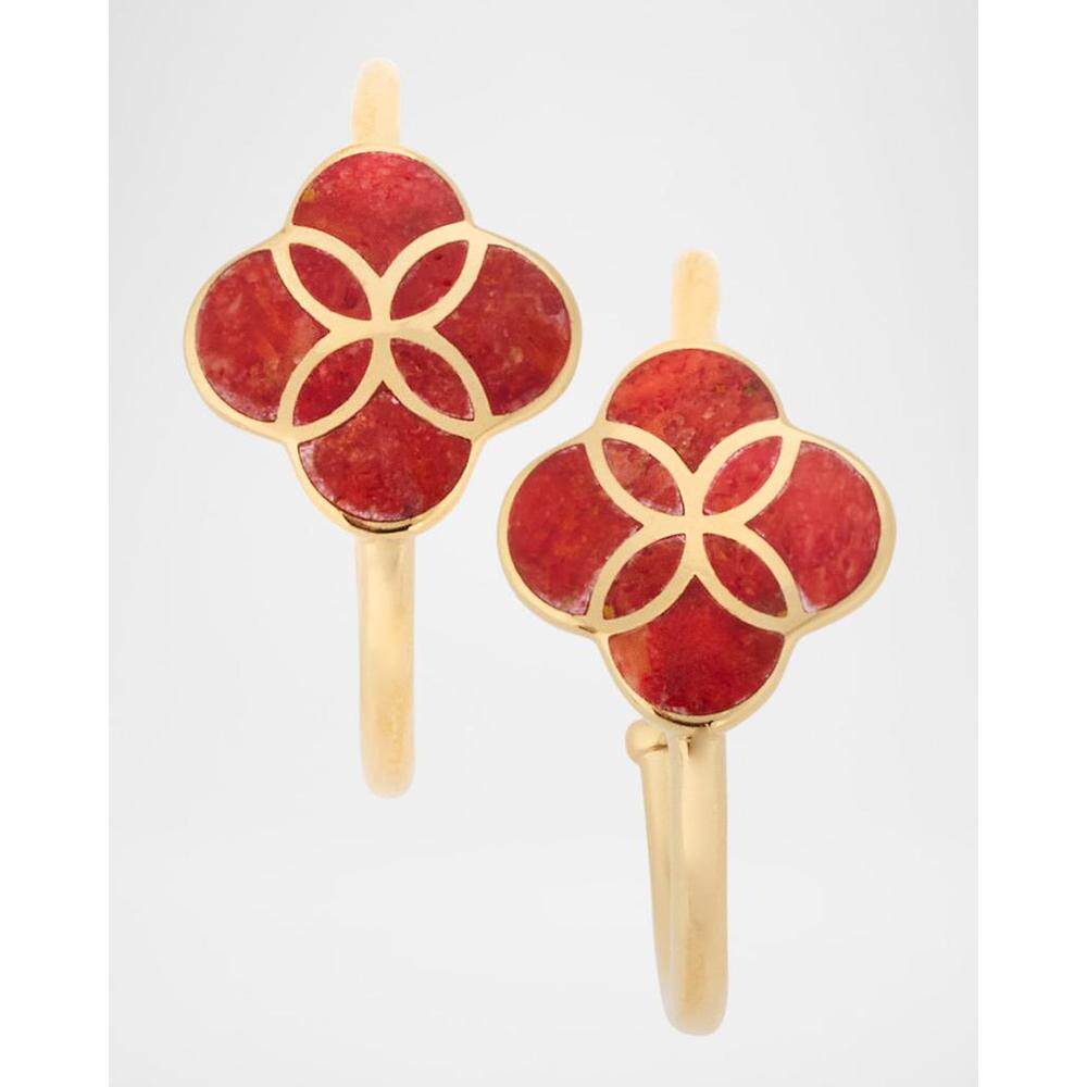 【美国直邮】Jan Leslie 18克拉镀金925纯银耳环 珍珠母贝孔雀石