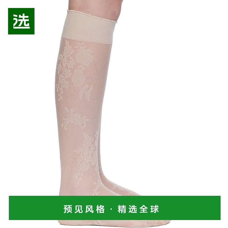 1h可退 香港直邮valentino 华伦天奴 女士 米色 Floral 中筒袜 7B