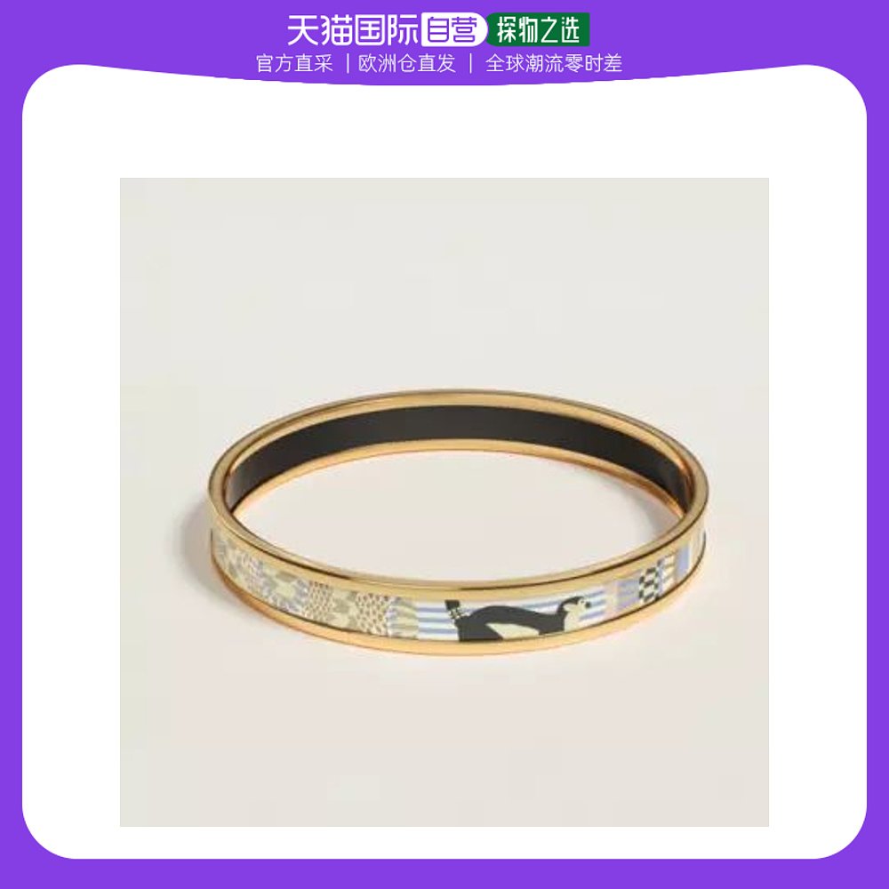 欧洲直邮Hermes爱马仕女士手镯多色提花珐琅简约百搭优雅复古设计