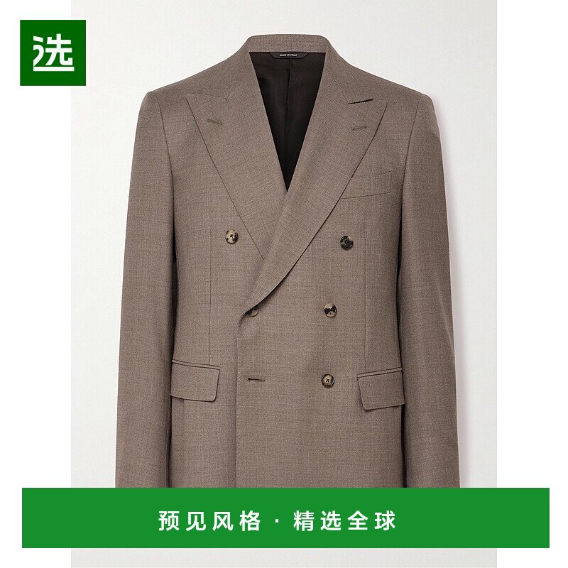 1h可退 香港直邮Loro Piana 诺悠翩雅 男士 Virgin 双排扣羊毛/斜