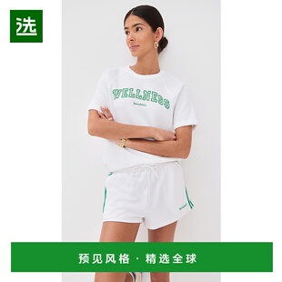 香港直邮SPORTY & RICH 女士 Wellness Ivy 植绒短袖圆领卫衣