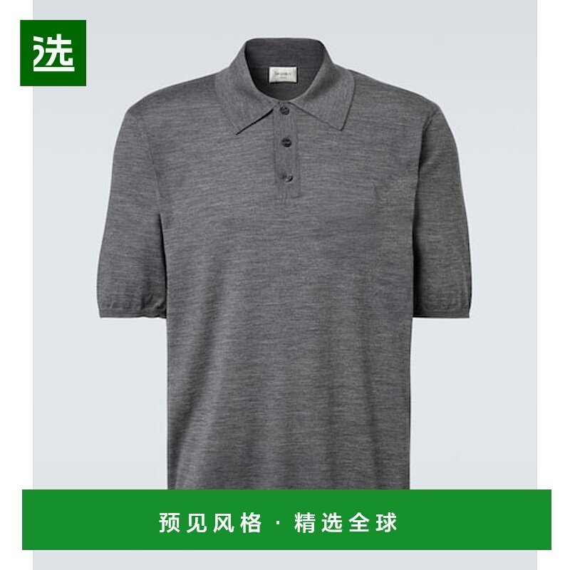 香港直邮Saint Laurent 圣罗兰 男士 Cassandre 羊毛Polo衫