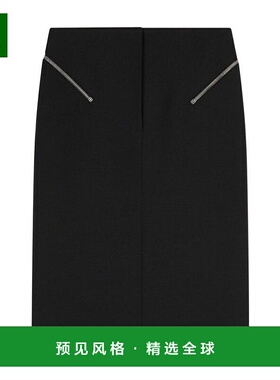 香港直邮Givenchy 黑色拉链半身裙 BW40HH13QB羊毛包臀裙长裙