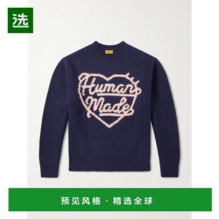 1h可退 香港直邮HUMAN MADE 男士 Logo嵌花羊毛混纺毛衣 HM30CS03