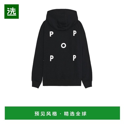 1h可退 香港直邮POP TRADING COMPANY 男士 徽标连帽卫衣(黑/白)