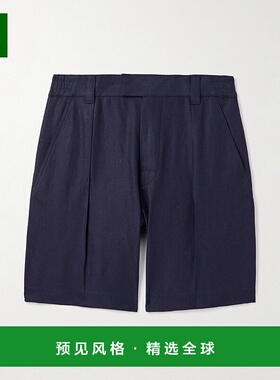 香港直邮Loro Piana 诺悠翩雅 男士 Reinga 阔腿褶裥亚麻斜纹布百