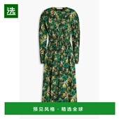 香港直邮ULLA JOHNSON 女士 1h可退 Adalie 印花棉质府绸中长连衣