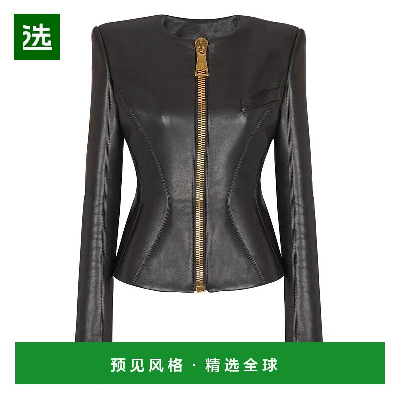 1h可退 香港直邮Balmain 巴尔曼 女士 BASQUE 拉链羔羊皮夹克 FF0