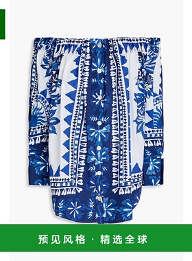 1h可退 香港直邮FARM RIO 女士 露肩印花棉质府绸上衣 318069FLOR