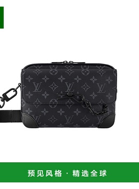 1h可退 欧洲直邮LV路易威登23新款男士黑色磁扣翻盖邮差包时M
