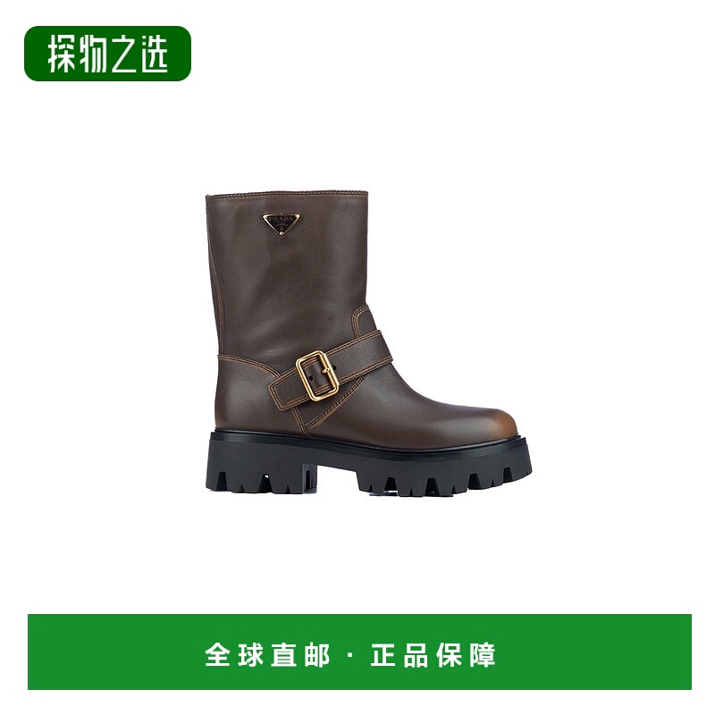 香港直邮Prada 普拉达 女士 Logo 飾牌搭扣靴 1U187OF050DFW