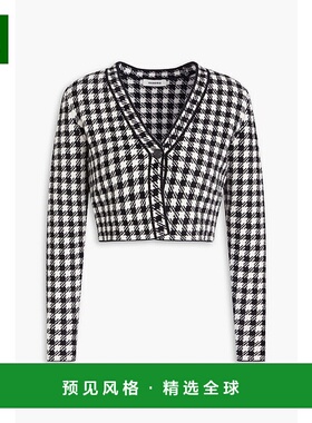 1h可退 香港直邮Sandro 女士 短款方格棉布提花针织针织开衫 SFPC