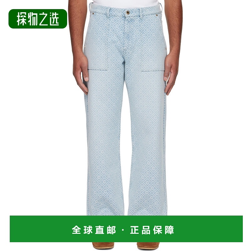 香港直邮Casablanca 男士 蓝色 Relaxed Monogram 牛仔裤 MPF25TR