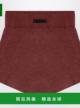 1h可退 香港直邮essentials fear of god 女士 酒红色蜂巢纹短裤