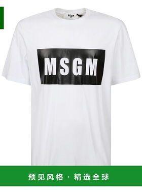 香港直邮MSGM 男士T恤 2000MM52020000201 白色 logo印花T恤