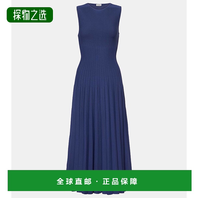 香港直邮Staud 女士 Elyse 中长连衣裙 blue蓝色 舒适时尚
