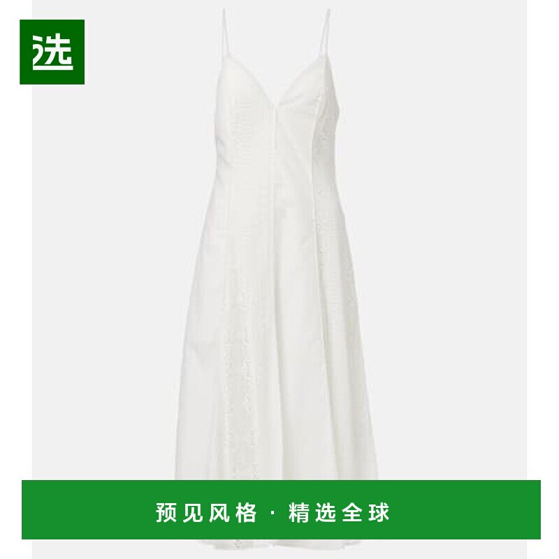 1h可退 香港直邮Simkhai 女士 Mina 蕾丝中长连衣裙 white白色 舒