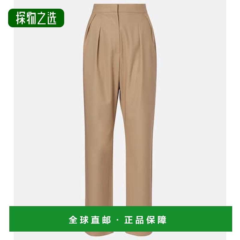 1h可退 香港直邮MaxMara 麦斯玛拉 女士 Dede 褶裥棉质修身长裤