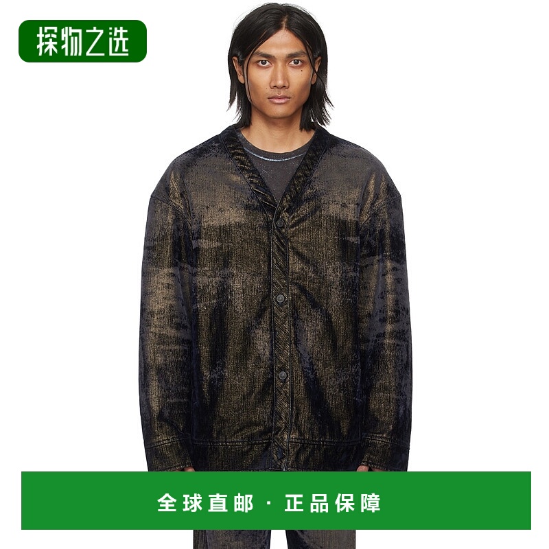 香港直邮Diesel 迪赛 男士 黑色 & 金色 D-Conf-S 牛仔夹克 A1324
