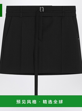 1h可退 香港直邮Sportmax 斯宝麦斯 女士 黑色羊毛迷你半身裙 FIF