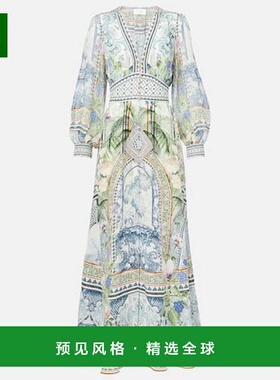 1h可退 香港直邮camilla and marc 女士 crêpe 印花真丝长款连衣