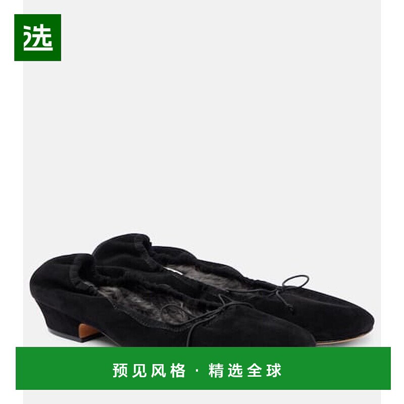 1h可退 香港直邮The Row 女士 Awar 绒面革芭蕾舞鞋 black黑色 舒