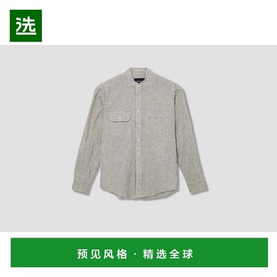 1h可退 香港直邮Drake's 女士 DR2A4N 25047-01 小立领亚麻棉格纹