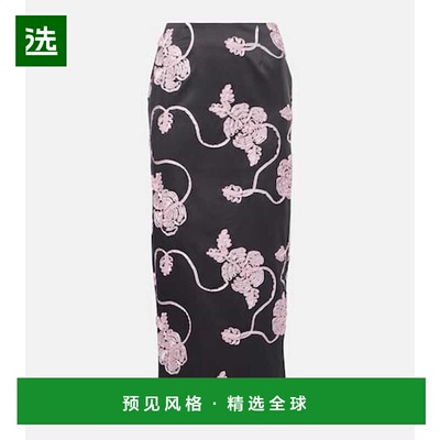 1h可退 香港直邮ROTATE BIRGER CHRISTENSEN 女士 花朵缎面中长半