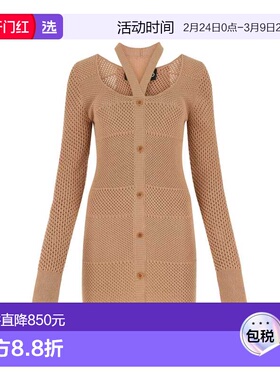 1h可退 香港直邮ANDREĀDAMO 女士 饼干色网纱迷你连衣裙 ADSS22DR