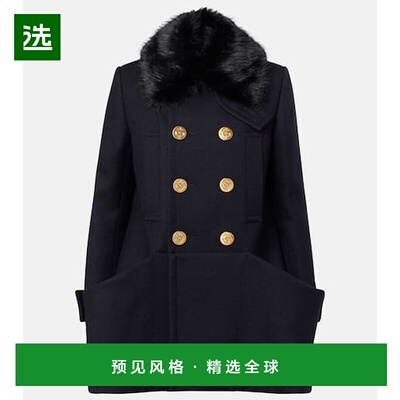 1h可退 香港直邮Sacai 女士 羊毛麦尔登呢大衣 blue蓝色 舒适时尚