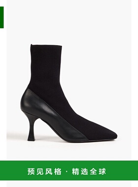1h可退 香港直邮NEOUS 女士 针织皮质短靴 00411K01A01BLACK