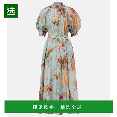 1h可退 香港直邮ZIMMERMANN 女士 Ascension 翻腾花朵真丝长款连