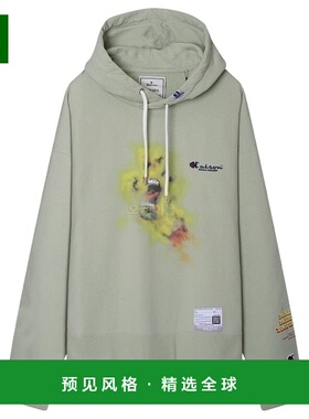 韩国直邮MIHARA YASUHIRO A10HD722 绿色连帽衫100%棉图形logo印