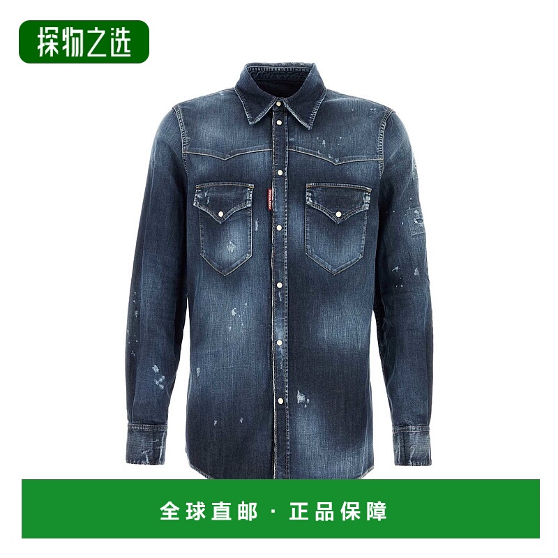 香港直邮Dsquared2 二次方 男士 长袖牛仔衬衫 S74DM0795S30341