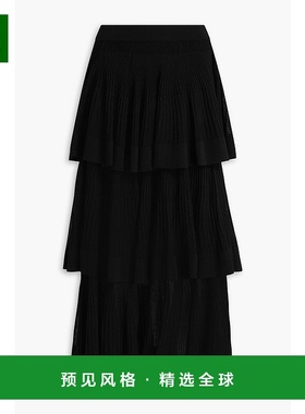 1h可退 香港直邮ZIMMERMANN 女士 层叠罗纹棉混纺中长半身裙 9732