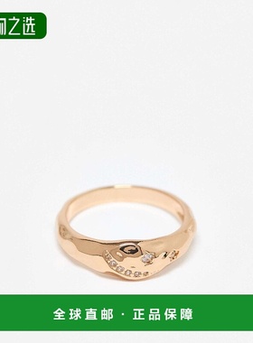 香港直邮ASOS 女士 molten 设计纹理立体锆石晶石镶嵌色调戒指(金