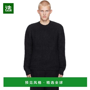 1h可退 【美国直邮】AMI Paris 黑色羊驼毛马海毛拉绒毛衣 男装