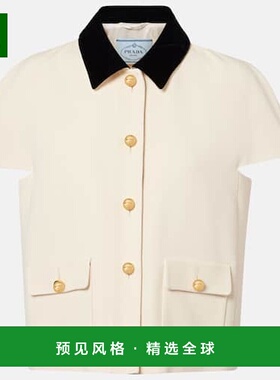 1h可退 香港直邮Prada 普拉达 女士 sablé 天鹅绒饰边上衣