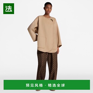 1h可退 欧洲直邮LV路易威登 女士萨凡纳色羊毛不对称前襟大衣