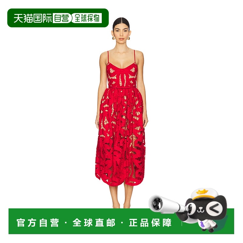 1h可退 香港直邮Self-Portrait 女士 蝴蝶结刺绣中长连衣裙 PF250