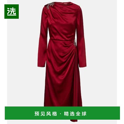 1h可退 香港直邮Erdem 女士 水晶装饰缎面卡迪酒会礼服 red红色