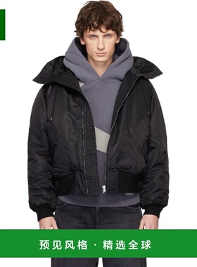 1h可退 香港直邮Erl 男士 黑色飞行员夹克 ERL11J008 black黑色