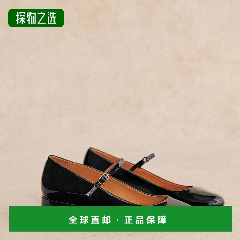 自营欧洲直邮Sezane 女士黑色牛皮玛丽珍鞋新款单鞋