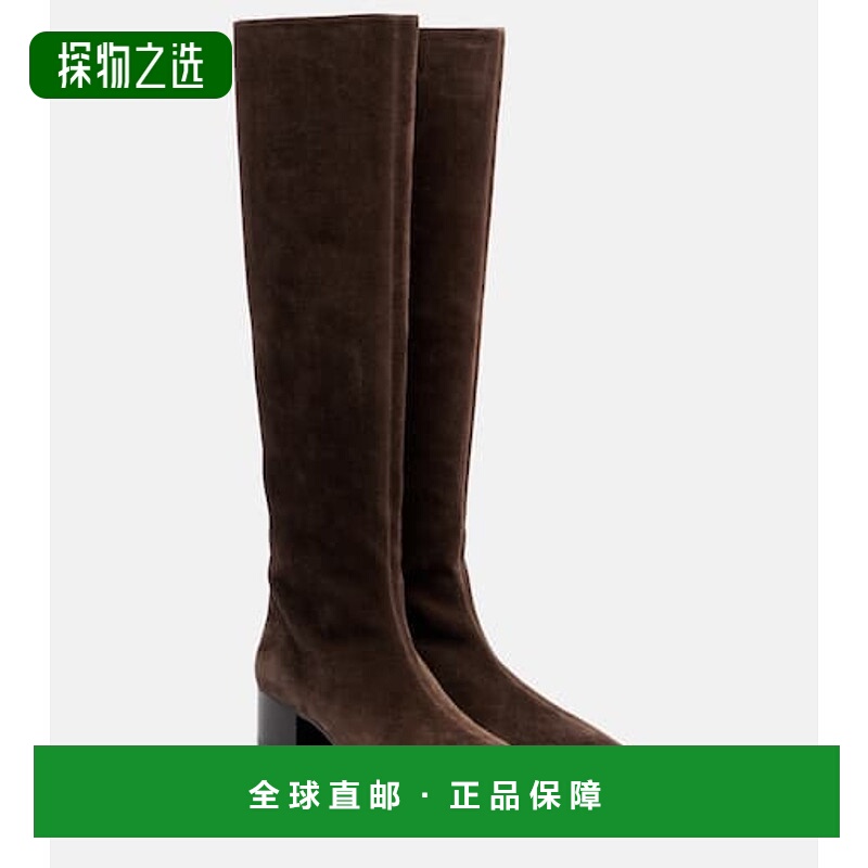 香港直邮KHAITE 女士 Andee 绒面革及膝靴子 brown棕色 舒适时尚