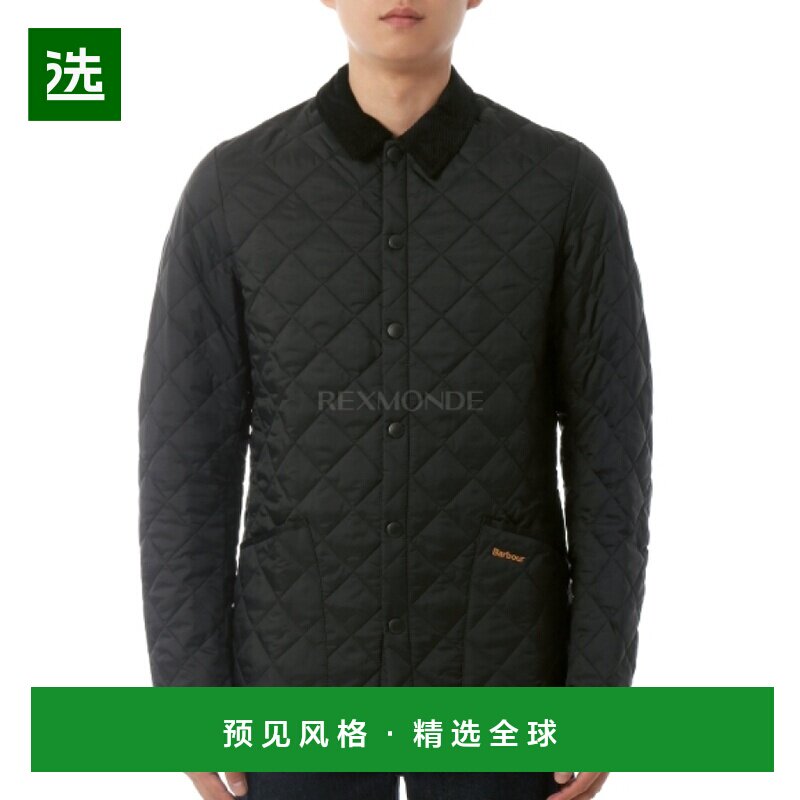 韩国直邮安欣同款Barbour男款棉夹克黑色菱格绗缝保暖MQU0240BK11